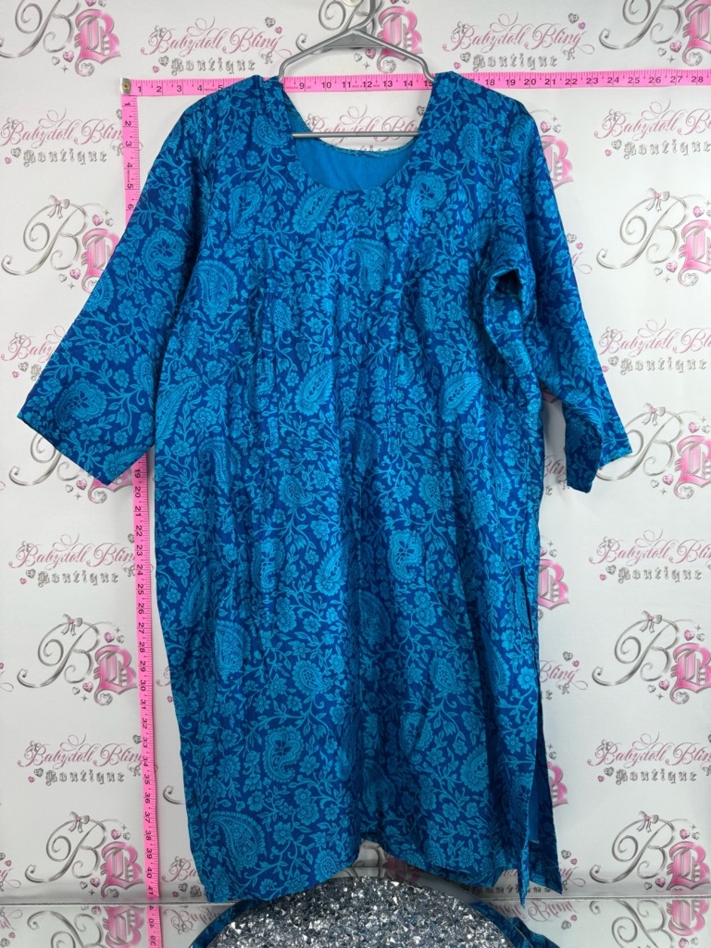 Dress paisley floral print two done dual Blue Paisley Print Tunic Dress